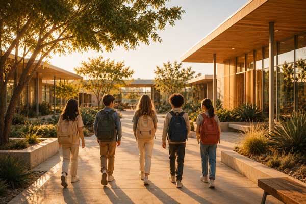 Children-with-backpacks - Precision Educational Diagnostics Children with backpacks walk to school