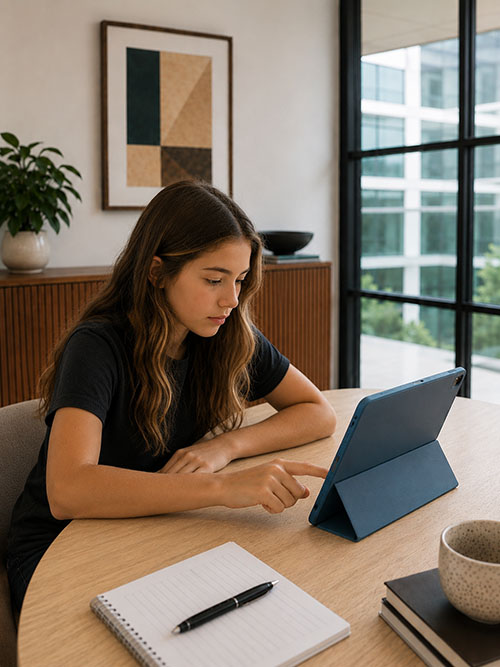 photo of a girl studying